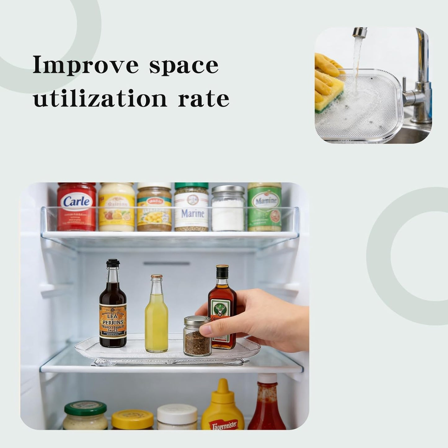 2-Pack Fridge Organizers and Storage,360° Refrigerator Lazy Susan for Fruits/Spices, Pantry Lazy Susan Kitchen Rotating Tray